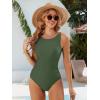 imageANRABESS Womens Swimsuits One Piece Tummy Control Full Coverage Bathing Suit Ruched Modest Swim Suit Beach Vacation SwimwearArmy Green