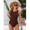 imageANRABESS Womens Swimsuits One Piece Tummy Control Full Coverage Bathing Suit Ruched Modest Swim Suit Beach Vacation SwimwearBrown