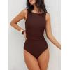 imageANRABESS Womens Swimsuits One Piece Tummy Control Full Coverage Bathing Suit Ruched Modest Swim Suit Beach Vacation SwimwearBrown