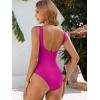 imageANRABESS Womens Swimsuits One Piece Tummy Control Full Coverage Bathing Suit Ruched Modest Swim Suit Beach Vacation SwimwearHot Pink