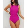 imageANRABESS Womens Swimsuits One Piece Tummy Control Full Coverage Bathing Suit Ruched Modest Swim Suit Beach Vacation SwimwearHot Pink