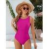 imageANRABESS Womens Swimsuits One Piece Tummy Control Full Coverage Bathing Suit Ruched Modest Swim Suit Beach Vacation SwimwearHot Pink