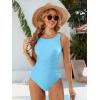 imageANRABESS Womens Swimsuits One Piece Tummy Control Full Coverage Bathing Suit Ruched Modest Swim Suit Beach Vacation SwimwearLight Blue