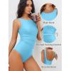 imageANRABESS Womens Swimsuits One Piece Tummy Control Full Coverage Bathing Suit Ruched Modest Swim Suit Beach Vacation SwimwearLight Blue