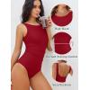 imageANRABESS Womens Swimsuits One Piece Tummy Control Full Coverage Bathing Suit Ruched Modest Swim Suit Beach Vacation SwimwearRed
