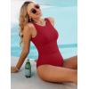 imageANRABESS Womens Swimsuits One Piece Tummy Control Full Coverage Bathing Suit Ruched Modest Swim Suit Beach Vacation SwimwearRed