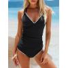imageANRABESS Womens Tankini Set Two Piece Swimsuit Tummy Control V Neck Top Bathing Suit High Waisted Color Block Swimwear 2026Black