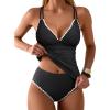 imageANRABESS Womens Tankini Set Two Piece Swimsuit Tummy Control V Neck Top Bathing Suit High Waisted Color Block Swimwear 2026Black
