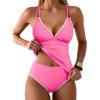 imageANRABESS Womens Tankini Set Two Piece Swimsuit Tummy Control V Neck Top Bathing Suit High Waisted Color Block Swimwear 2026Light Pink