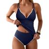 imageANRABESS Womens Tankini Set Two Piece Swimsuit Tummy Control V Neck Top Bathing Suit High Waisted Color Block Swimwear 2026Navy Blue