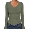 imageANRABESS Long Sleeve Shirts for Women V Neck Ribbed Knit Fitted Fall Basic Tshirts Going Out Tops 2026 Casual Trendy ClothesArmy Green