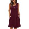 imageANRABESS Women Summer Dresses 2026 Casual Sleeveless Button Down Mini Sundress Beach Loose Tank Dress Coverup with PocketsBurgundy
