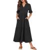 imageANRABESS Womens Casual Summer Ruffle Short Sleeve T Shirts Maxi Dress 2026 Fall V Neck Flowy Tiered Boho Beach DressesBlack