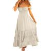 imageANRABESS Womens Summer Casual Off The Shoulder Maxi Long Dress 2026 Smocked Ruffle Strap Backless Flowy Tiered Beach SundressLight Yellow