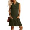 imageANRABESS Womens Summer Dresses Casual Sleeveless Ribbed Half Zip Polo Collar Tshirt Dress 2026 Spring Tunics Short SundressArmy Green