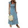 imageANRABESS Womens Summer Sleeveless Maxi Dress Square Neck Smocked Boho Casual Ruffle Strap Flowy ALine Long Beach SundressPrint Blue Yellow Floral