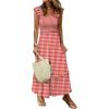 imageANRABESS Womens Summer Sleeveless Maxi Dress Square Neck Smocked Boho Casual Ruffle Strap Flowy ALine Long Beach SundressRed Plaid