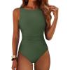 imageANRABESS Womens Swimsuits One Piece Tummy Control Full Coverage Bathing Suit Ruched Modest Swim Suit Beach Vacation SwimwearArmy Green
