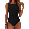 imageANRABESS Womens Swimsuits One Piece Tummy Control Full Coverage Bathing Suit Ruched Modest Swim Suit Beach Vacation SwimwearBlack