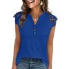 imageANRABESS Womens Tops Dressy Casual Lace Cap Sleeve Henley Shirts Summer Sleeveless Button Down Blouses 2026 Spring OutfitsRoayl Blue