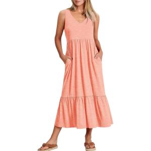 imageANRABESS Women Summer Maxi Dresses Aline Tiered Flowy V Neck Sleeveless Swing 2026 Casual Beach Travel Sundress with PocketsPink