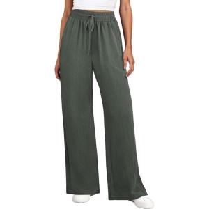 imageANRABESS Women Wide Leg Palazzo Pants 2026 Summer Casual Loose Elastic High Waisted Flowy Lounge Beach Trousers Work OutfitsArmy Green