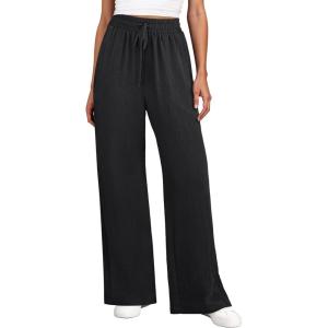 imageANRABESS Women Wide Leg Palazzo Pants 2026 Summer Casual Loose Elastic High Waisted Flowy Lounge Beach Trousers Work OutfitsBlack