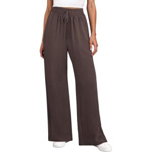 imageANRABESS Women Wide Leg Palazzo Pants 2026 Summer Casual Loose Elastic High Waisted Flowy Lounge Beach Trousers Work OutfitsBrown