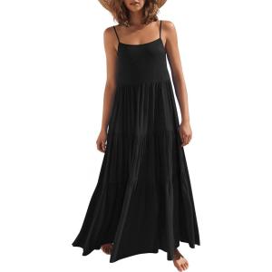 imageANRABESS Womens Maxi Dress 2026 Summer Casual Sleeveless Spaghetti Strap Boho Sundress Flowy Tiered Beach Vacation Long DressBlack