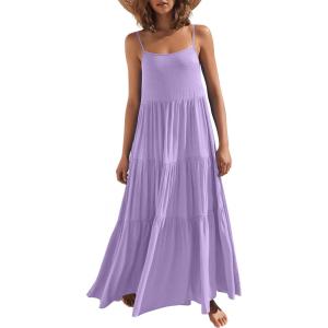 imageANRABESS Womens Maxi Dress 2026 Summer Casual Sleeveless Spaghetti Strap Boho Sundress Flowy Tiered Beach Vacation Long DressLight Purple