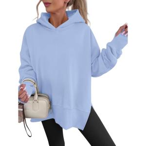 imageANRABESS Womens Oversized Hoodies Long Sleeve Fleece Side Slit Hooded Sweatshirts Pullover 2026 Fall Outfits Y2K ClothesLight Blue
