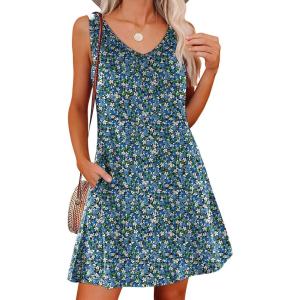 imageANRABESS Womens Summer Dresses V Neck Sleeveless Sundresses Casual Swimsuit Cover up 2026 Trendy Beach Vacation ClothesBlue White Green Floral