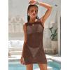 imageANRABESS Women Swimsuits Cover Up Summer Crochet Mesh Beach Tank Mini Dress Bathing Suit Vacation Clothes Swimwear OutfitsBrown