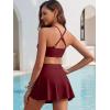 imageANRABESS Womens Bikini Sets Two Piece Swim Skirt High Waisted Swimsuits Tummy Control UWire Bathing Suit 2026 Beach SwimwearWine Red