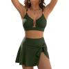 imageANRABESS Womens Bikini Sets Two Piece Swim Skirt High Waisted Swimsuits Tummy Control UWire Bathing Suit 2026 Beach SwimwearArmy Green