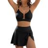 imageANRABESS Womens Bikini Sets Two Piece Swim Skirt High Waisted Swimsuits Tummy Control UWire Bathing Suit 2026 Beach SwimwearBlack