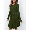 imageANRABESS Womens Long Sleeve Midi Dress Crewneck Tie Waist ALine Swing Casual Bodycon Ribbed Knit 2026 Fall Sweater DressArmy Green