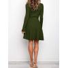 imageANRABESS Womens Long Sleeve Midi Dress Crewneck Tie Waist ALine Swing Casual Bodycon Ribbed Knit 2026 Fall Sweater DressArmy Green