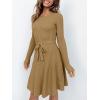 imageANRABESS Womens Long Sleeve Midi Dress Crewneck Tie Waist ALine Swing Casual Bodycon Ribbed Knit 2026 Fall Sweater DressBrown