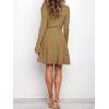 imageANRABESS Womens Long Sleeve Midi Dress Crewneck Tie Waist ALine Swing Casual Bodycon Ribbed Knit 2026 Fall Sweater DressBrown