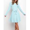 imageANRABESS Womens Long Sleeve Midi Dress Crewneck Tie Waist ALine Swing Casual Bodycon Ribbed Knit 2026 Fall Sweater DressLight Blue