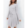 imageANRABESS Womens Long Sleeve Midi Dress Crewneck Tie Waist ALine Swing Casual Bodycon Ribbed Knit 2026 Fall Sweater DressLight Purple