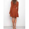 imageANRABESS Womens Long Sleeve Midi Dress Crewneck Tie Waist ALine Swing Casual Bodycon Ribbed Knit 2026 Fall Sweater DressRust