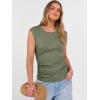 imageANRABESS Womens Tops Cap Sleeve Crewneck Shirts Casual Ribbed Knit Slim Fit Ruched Summer Basic Tee Tank 2026 Trendy ClothesArmy Green