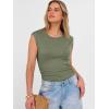 imageANRABESS Womens Tops Cap Sleeve Crewneck Shirts Casual Ribbed Knit Slim Fit Ruched Summer Basic Tee Tank 2026 Trendy ClothesArmy Green