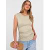 imageANRABESS Womens Tops Cap Sleeve Crewneck Shirts Casual Ribbed Knit Slim Fit Ruched Summer Basic Tee Tank 2026 Trendy ClothesBeige