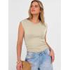 imageANRABESS Womens Tops Cap Sleeve Crewneck Shirts Casual Ribbed Knit Slim Fit Ruched Summer Basic Tee Tank 2026 Trendy ClothesBeige