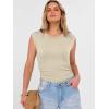 imageANRABESS Womens Tops Cap Sleeve Crewneck Shirts Casual Ribbed Knit Slim Fit Ruched Summer Basic Tee Tank 2026 Trendy ClothesBeige