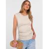 imageANRABESS Womens Tops Cap Sleeve Crewneck Shirts Casual Ribbed Knit Slim Fit Ruched Summer Basic Tee Tank 2026 Trendy ClothesLight Beige