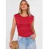 imageANRABESS Womens Tops Cap Sleeve Crewneck Shirts Casual Ribbed Knit Slim Fit Ruched Summer Basic Tee Tank 2026 Trendy ClothesRed